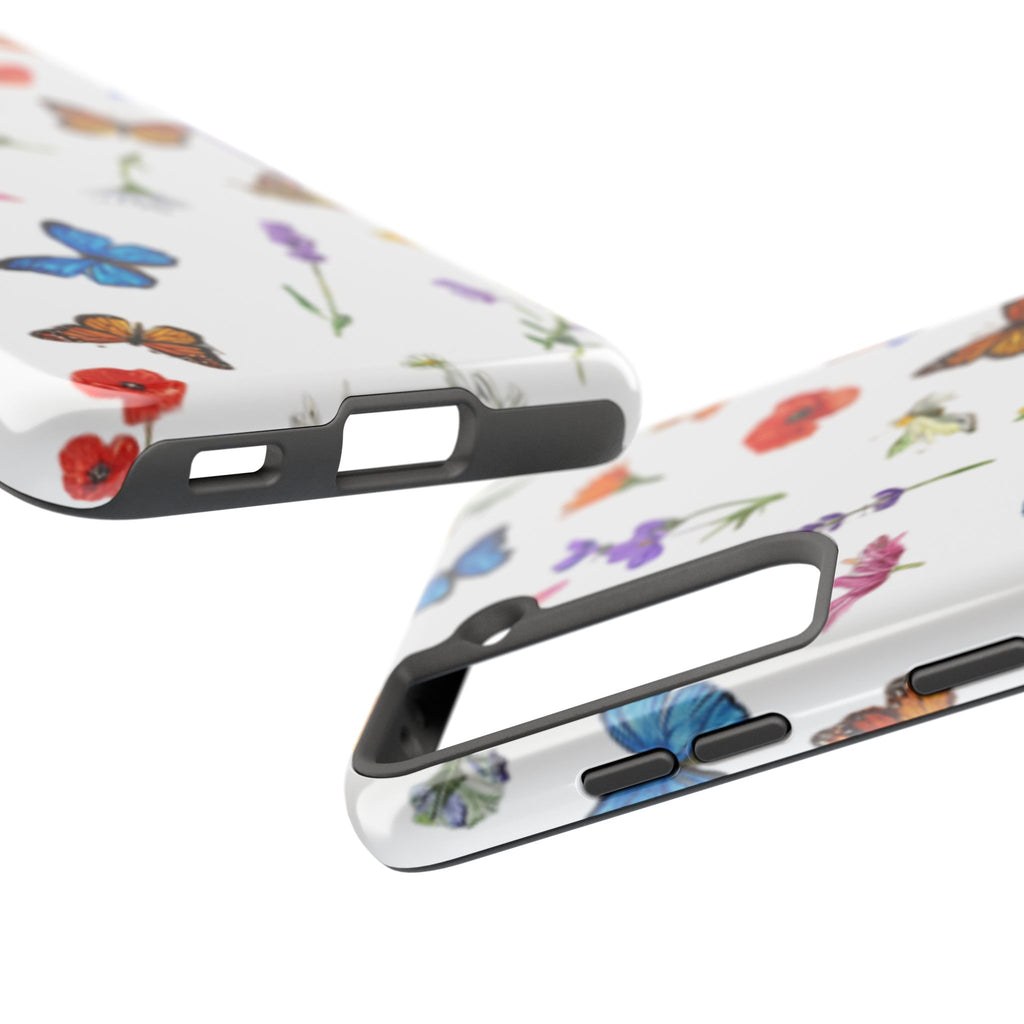 Butterfly Meadow Tough Phone Case / Floral Protective Phone Cover