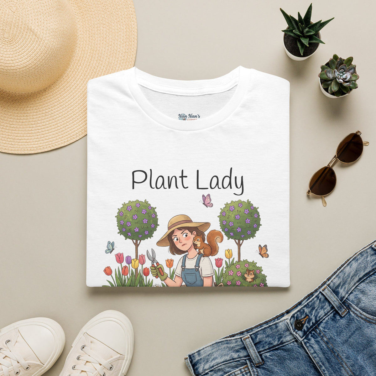 Plant Lady Gardening Unisex Graphic T-Shirt – Funny Plant Mom Cotton Tee