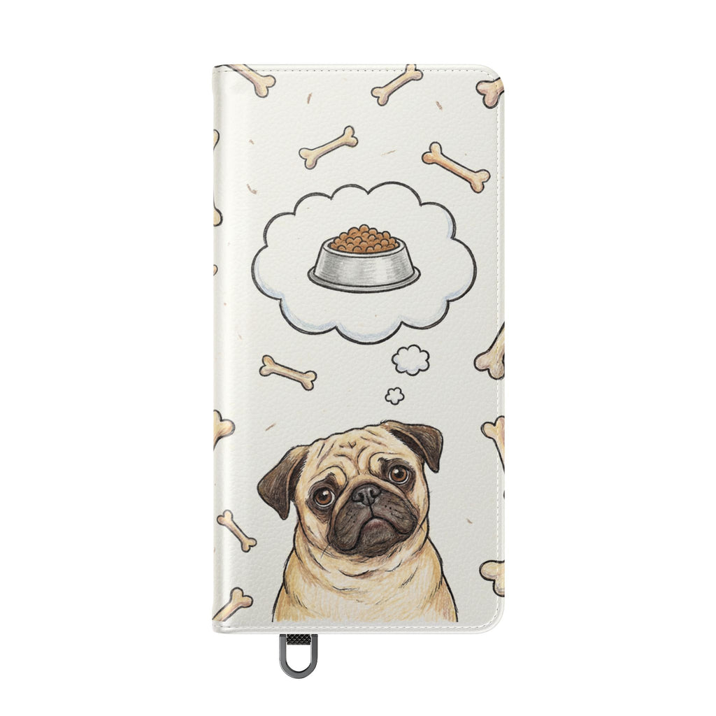 Pug & Bones Phone Flip Case / Cute Dog Wallet Cover