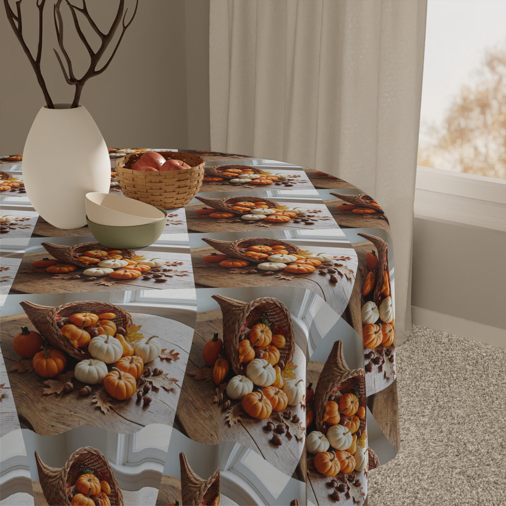 Fall Cornucopia Tablecloth / Harvest Thanksgiving Autumn Pumpkin Centerpiece Print