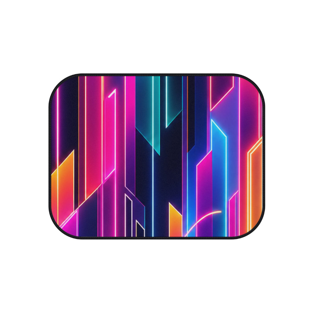Neon Geometric Lines Car Mats | Vibrant Retro Futuristic Floor Mats