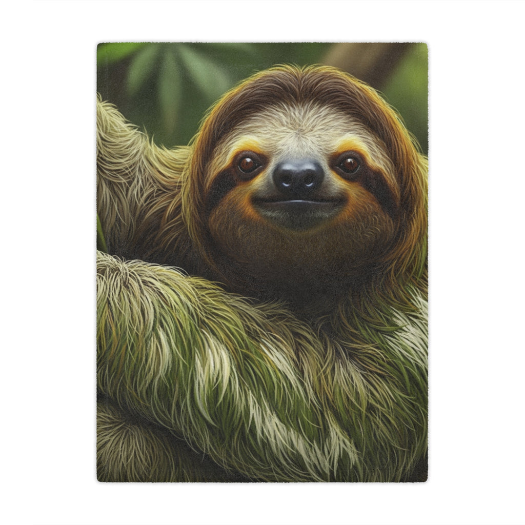 Sloth Plush Minky Blanket / Cozy Tropical Animal Throw