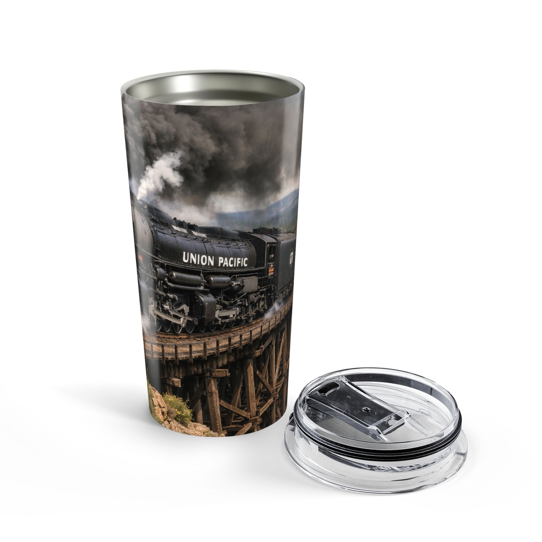 Union Pacific Steam Train Tumbler 20oz | Vintage Locomotive Travel Cup