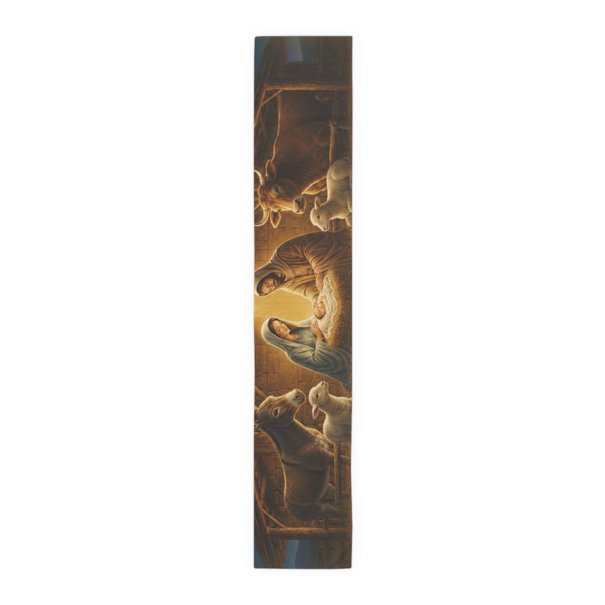 Nativity Manger Scene Table Runner | Cotton Poly