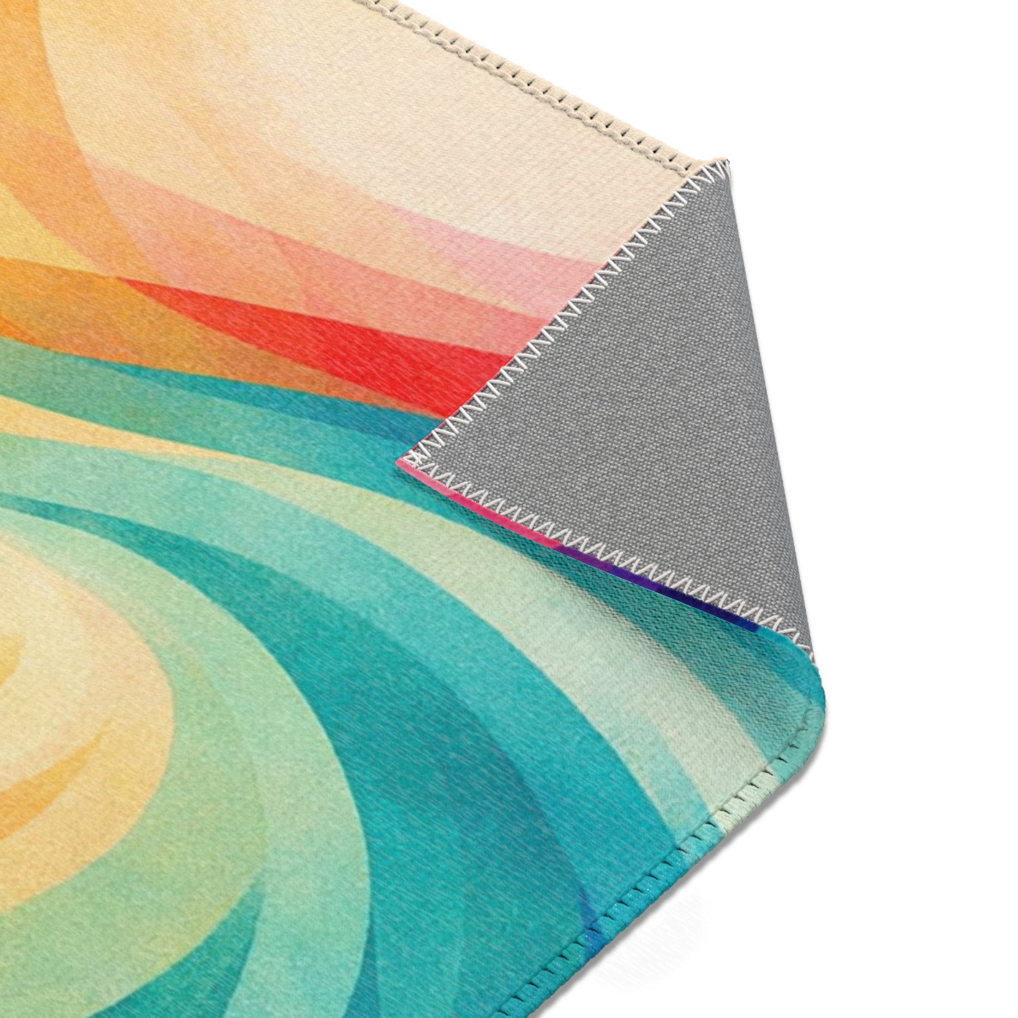 Rainbow Swirl Area Rug | Abstract Colorful Spiral
