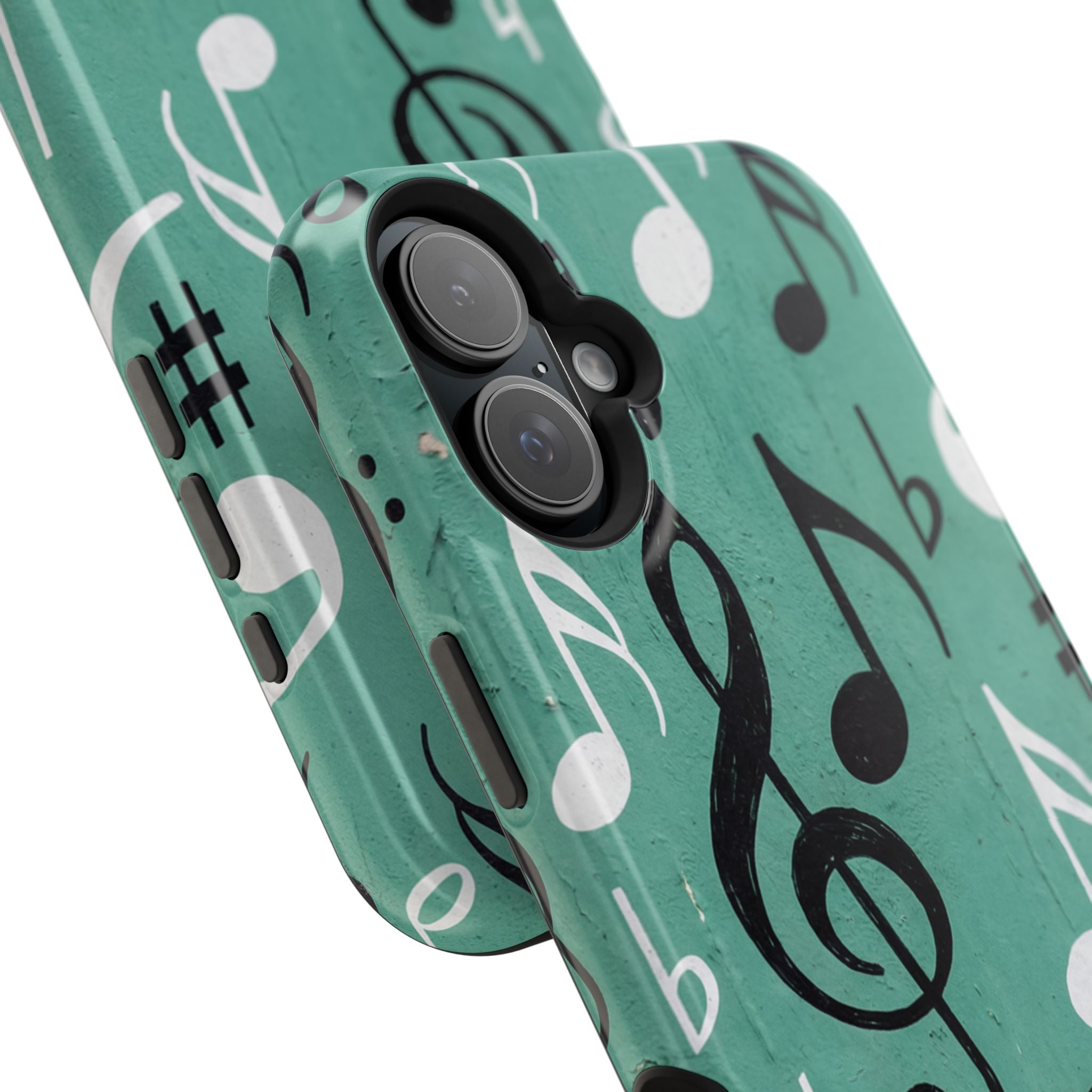 Teal Music Notes Phone Case | Impact-Resistant Case