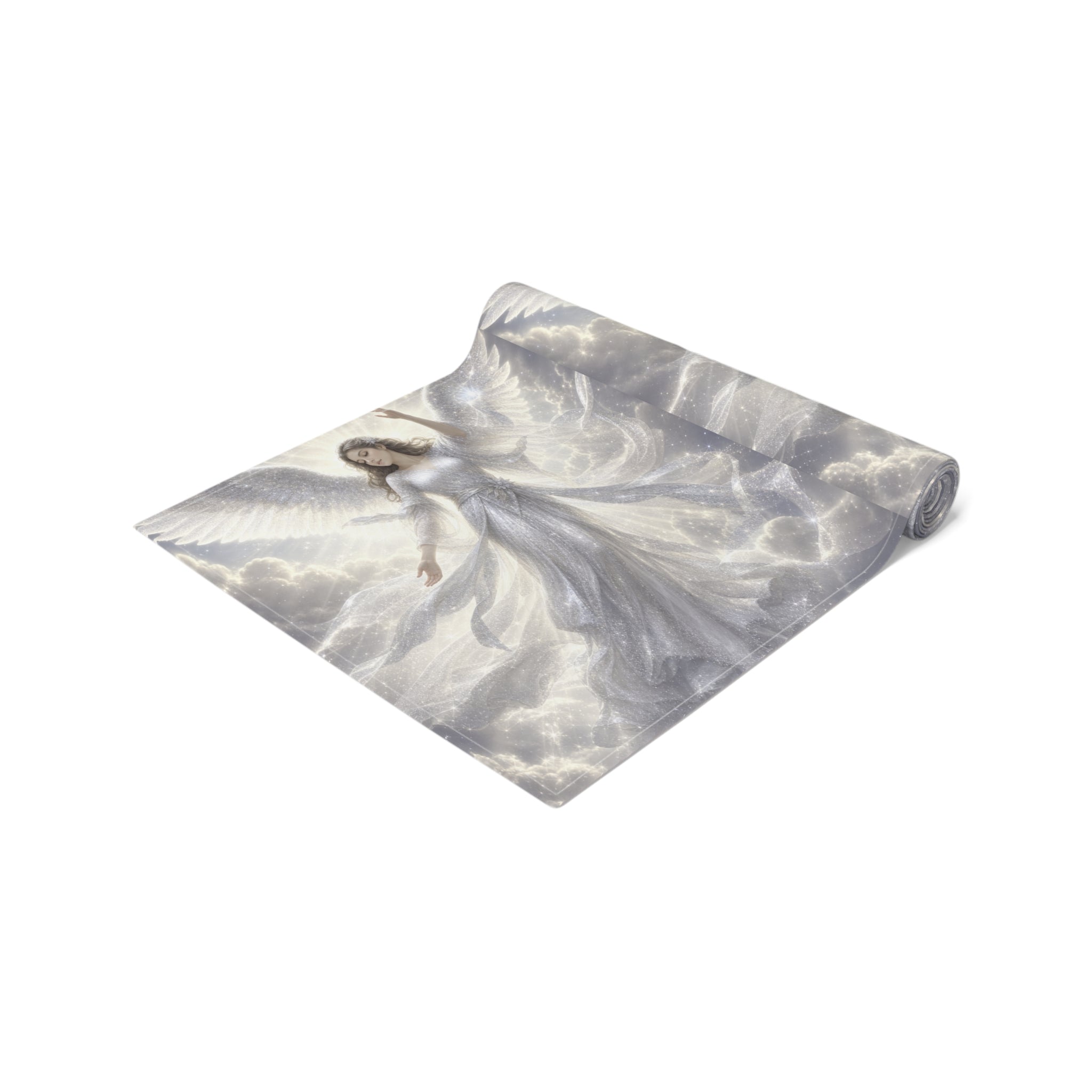 Sparkly White Angels Table Runner | Cotton Poly Blend