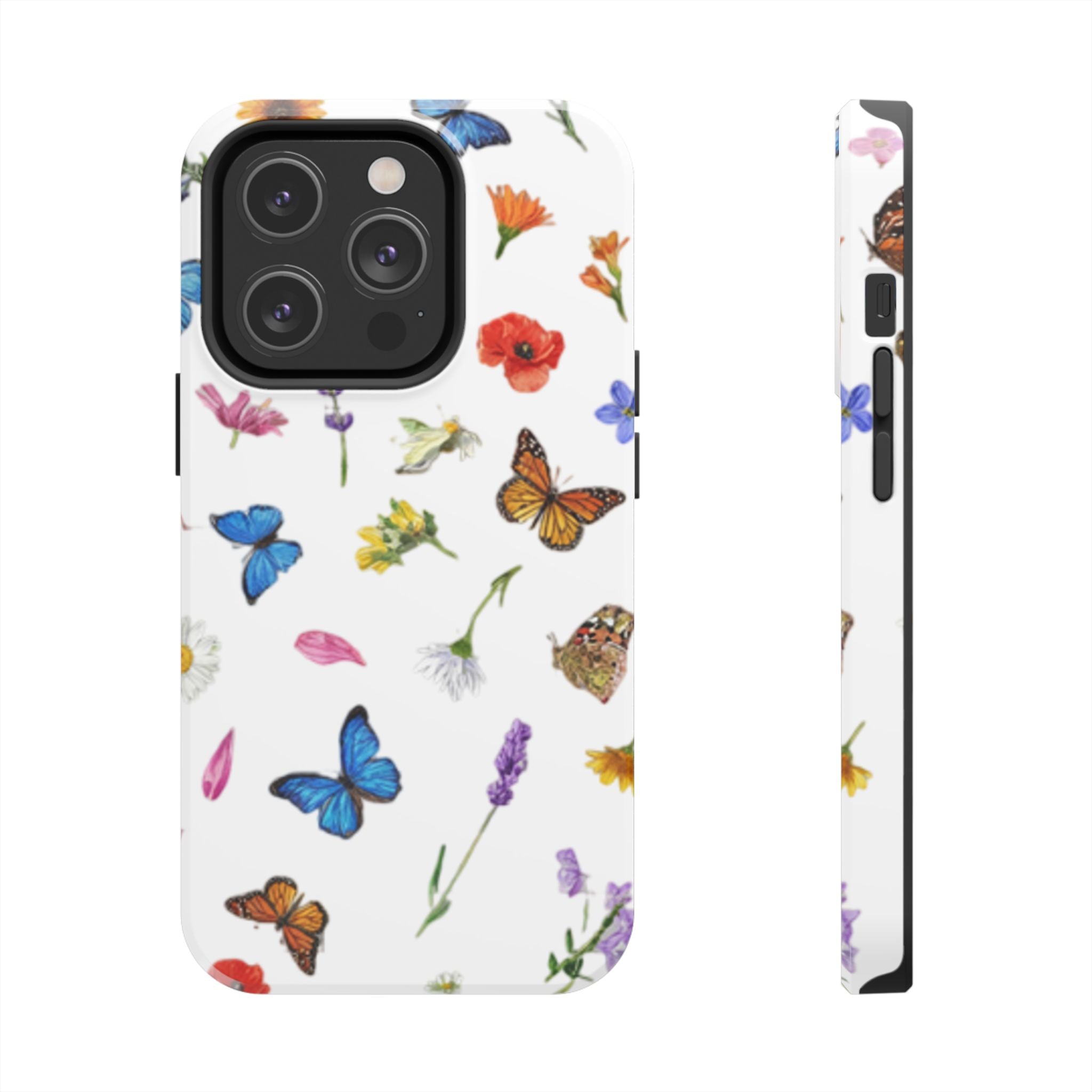 Butterfly Meadow Tough Phone Case / Floral Protective Phone Cover
