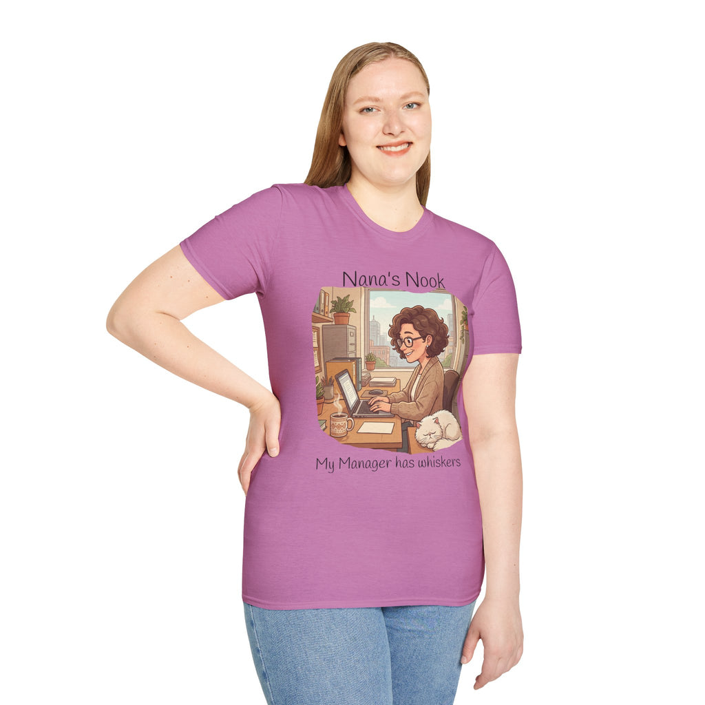 T-Shirt / "Nana's Nook: My Manager Has Whiskers" Cozy Grandma Cat Lover Tee