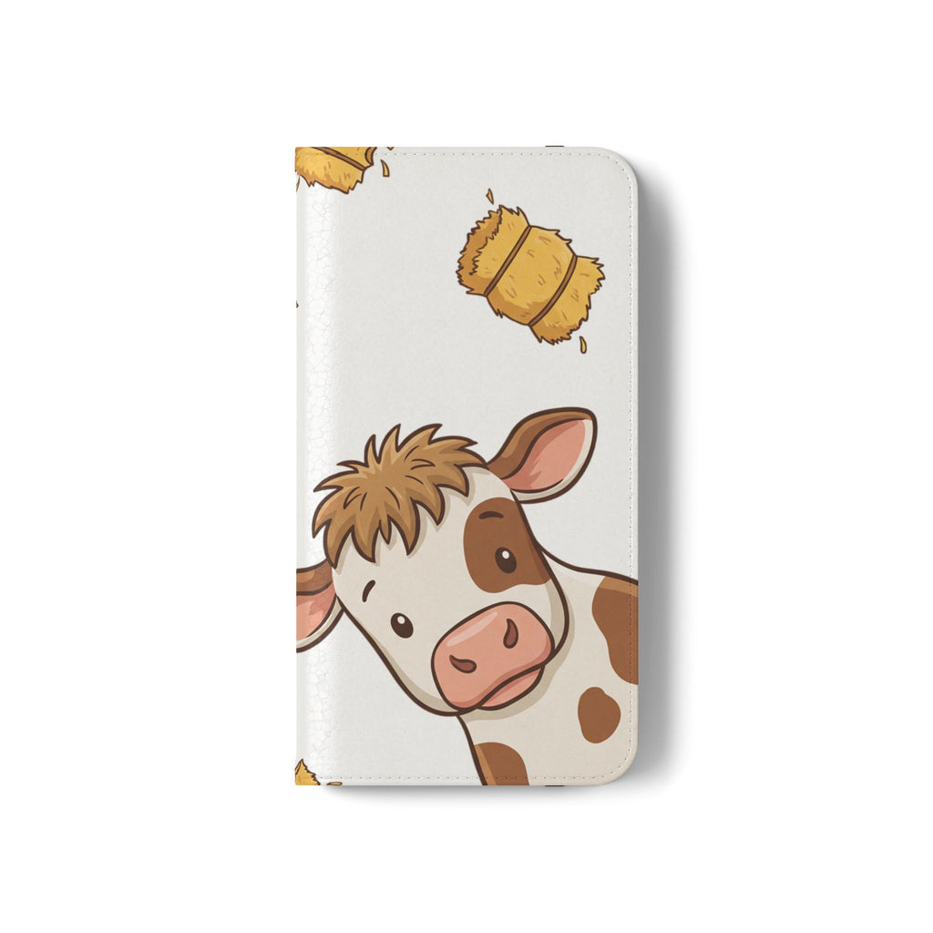 Cow & Hay Pattern Flip Case/ Cute Farm Animal Phone Wallet