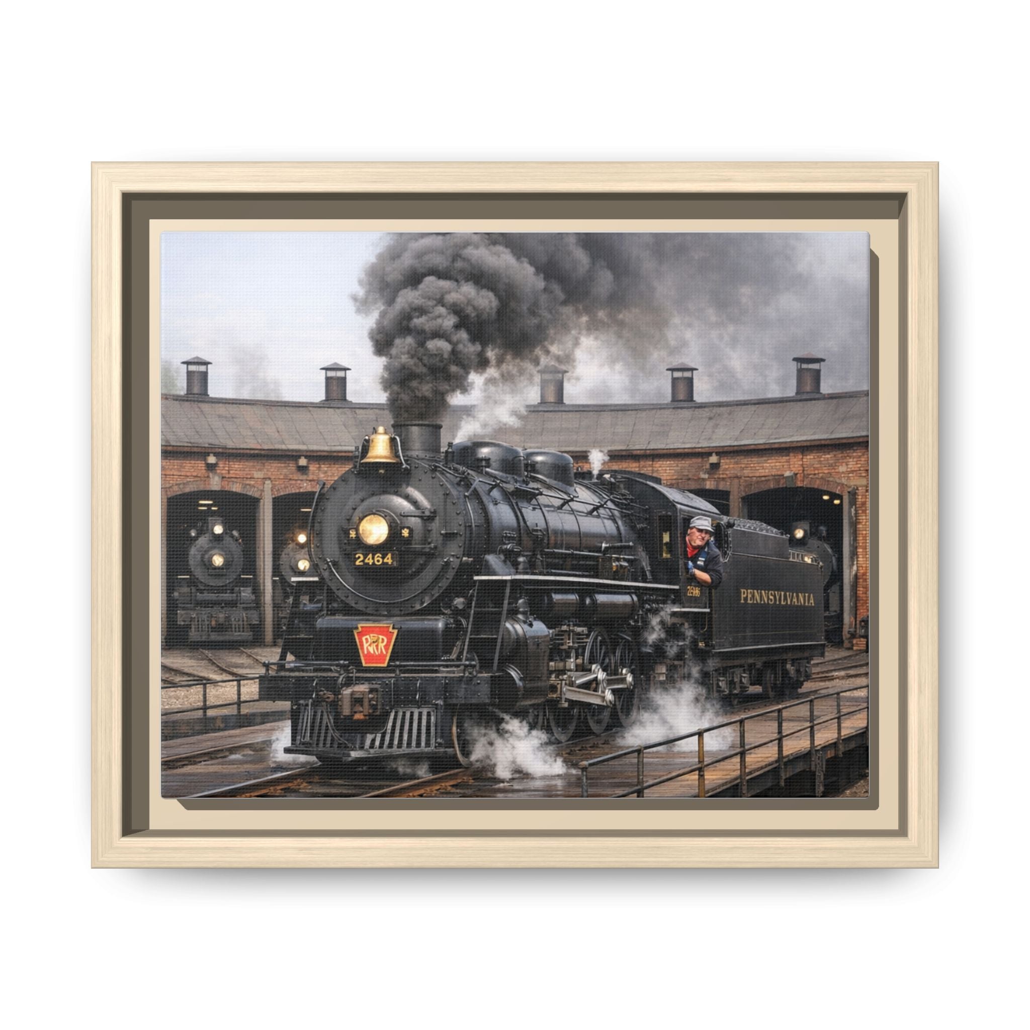 Framed Steam Train/Matte Canvas60 (Multi-color)