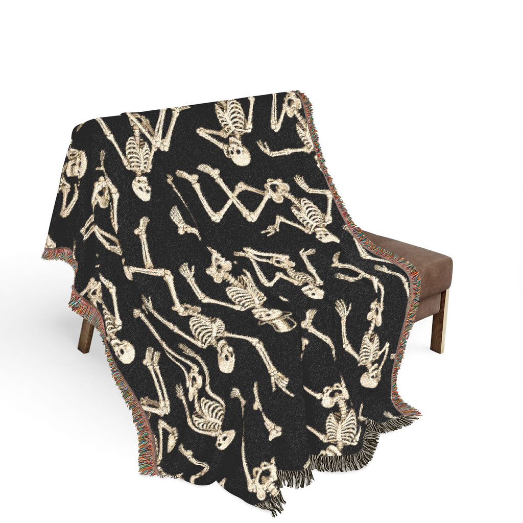 Gold Skeleton Woven Blanket - Halloween Throw