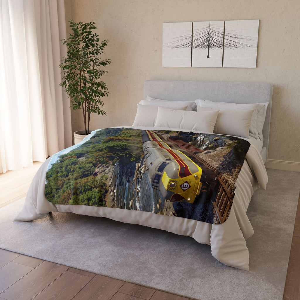Vintage Streamlined Train Fleece Sherpa Blanket | Scenic Railroad Print
