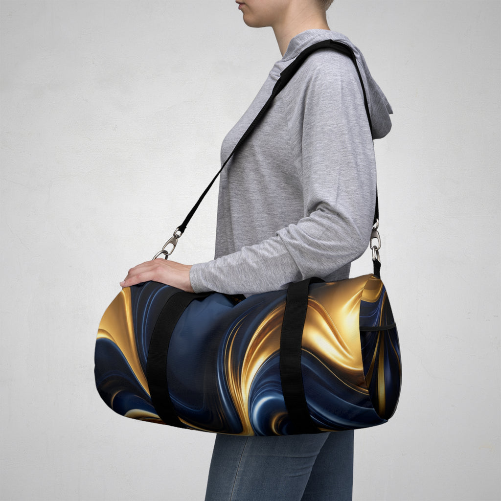 Navy & Gold Marble Duffle Bag — Luxury Travel Gym Bag