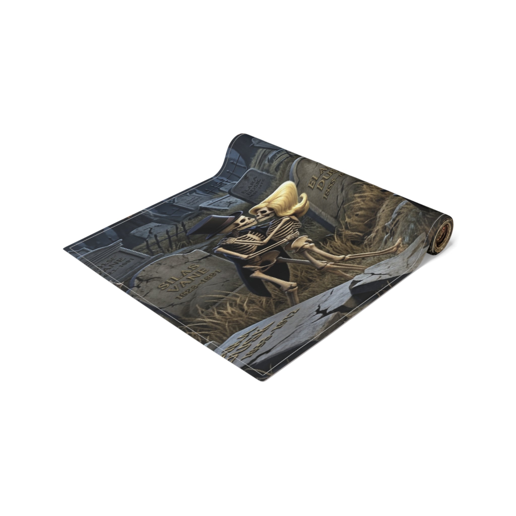 Haunted Graveyard Scene Table Runner | Halloween Cemetery Design