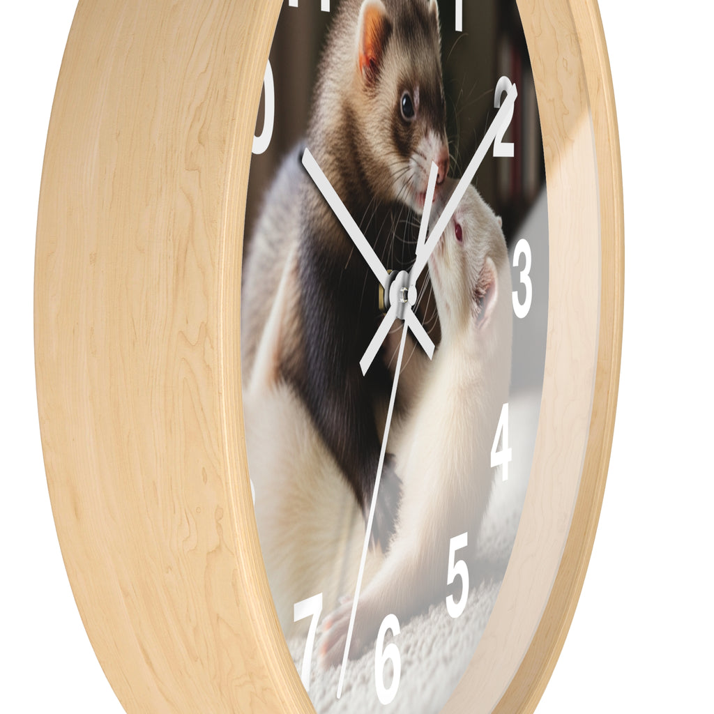 Ferret Pair Wall Clock / Cute Ferret Photo Clock for Pet Lovers