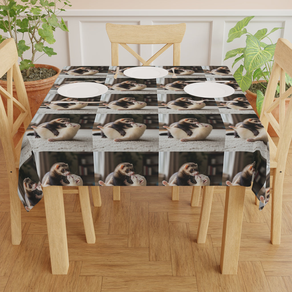 Cozy Ferret Pattern Tablecloth / Cute Repeating Ferret Print
