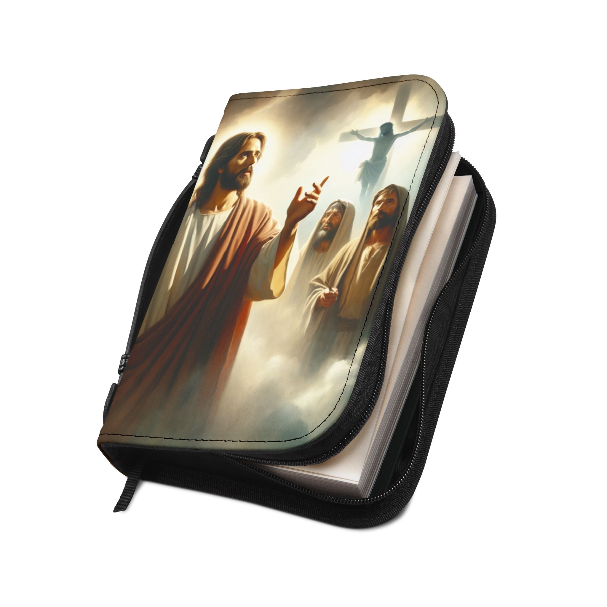 Bible Cover/Jesus Crucifixion/Personalized /100% PU Leather/ Zippered Cover
