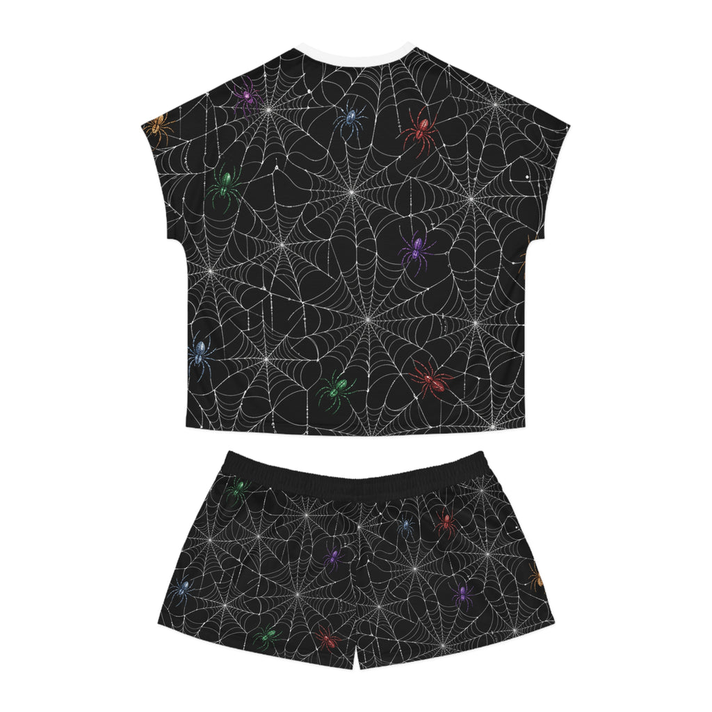 Colorful Spiders on Webs Pajama Set | Short Pajama Set