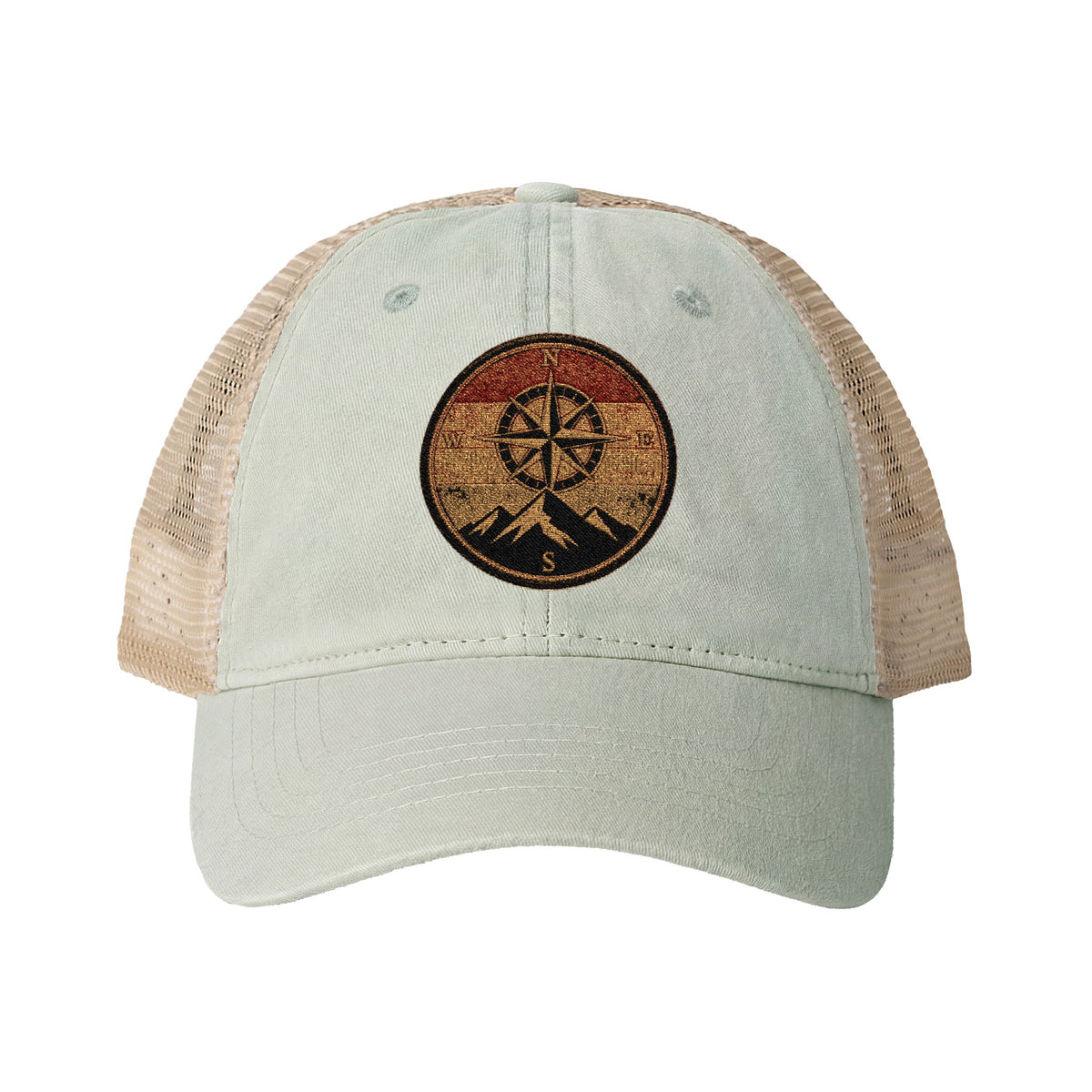 Women's Washed Mesh-Back Cap/Rose Compass