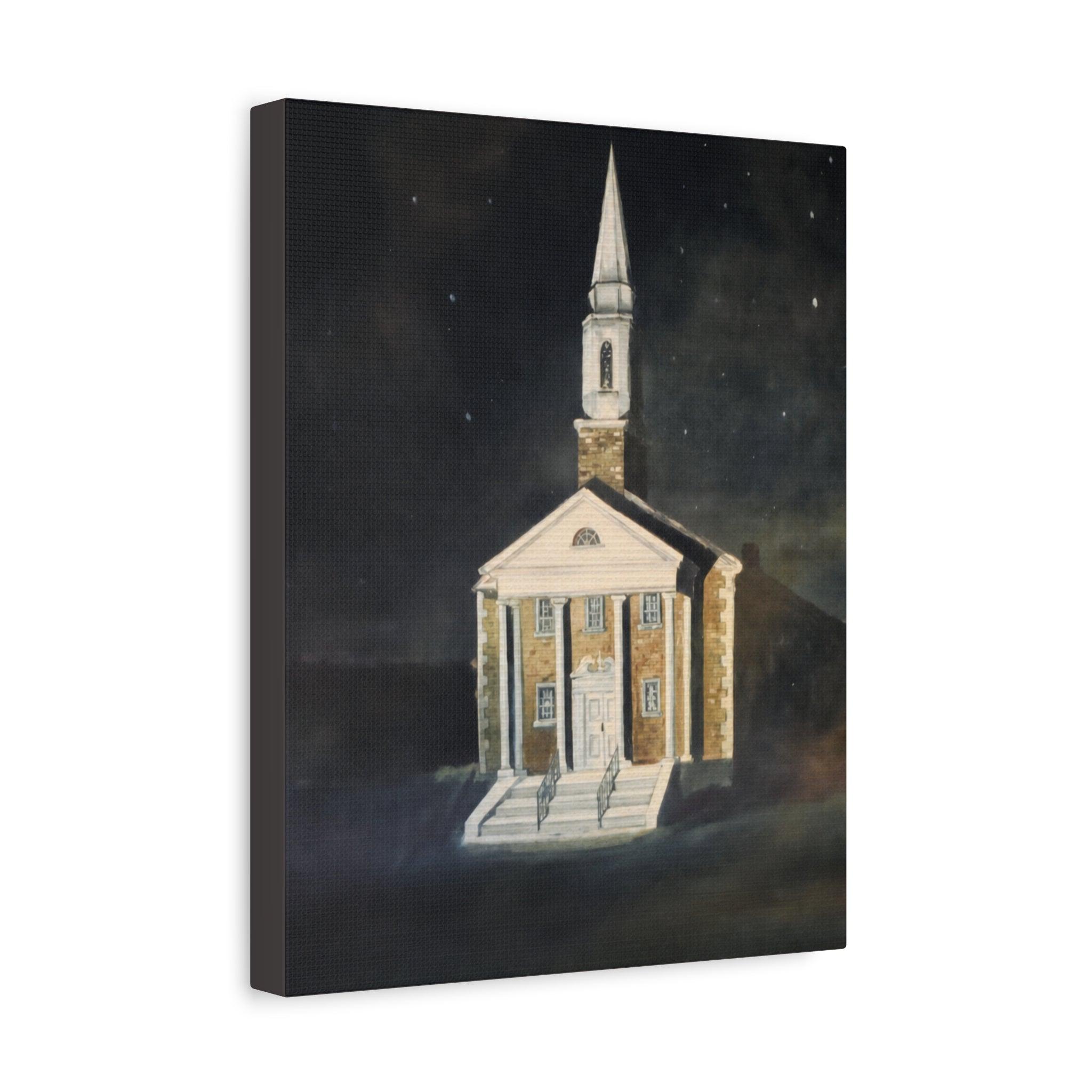 Nighttime Church Painting/ Matte Canvas