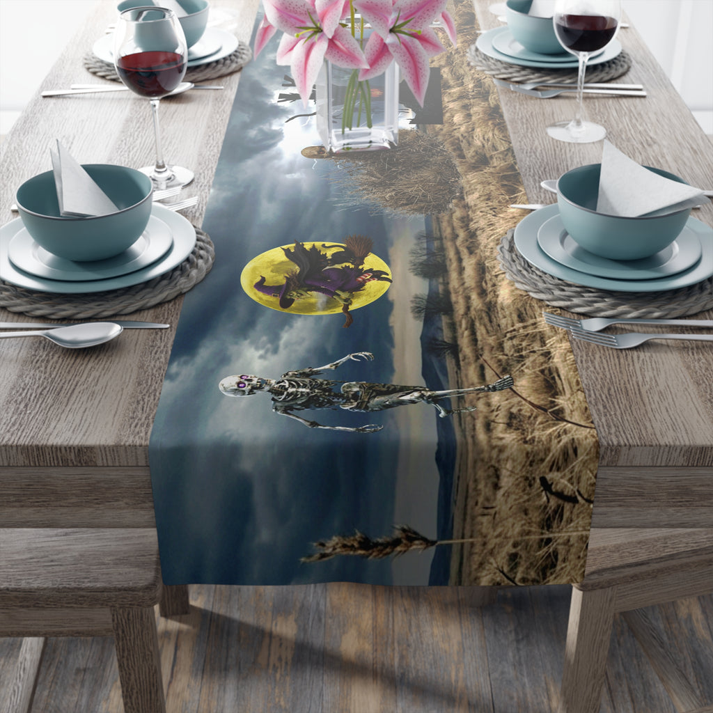 Haunted Mansion Table Runner | Moonlit Gothic Scene – Spooky Halloween Table Decor