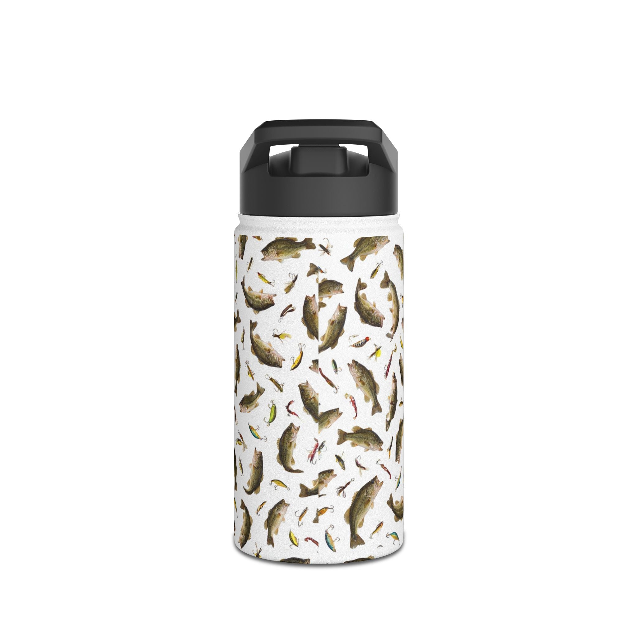 Bass Pattern Stainless Steel Water Bottle | Fishing Fish Design