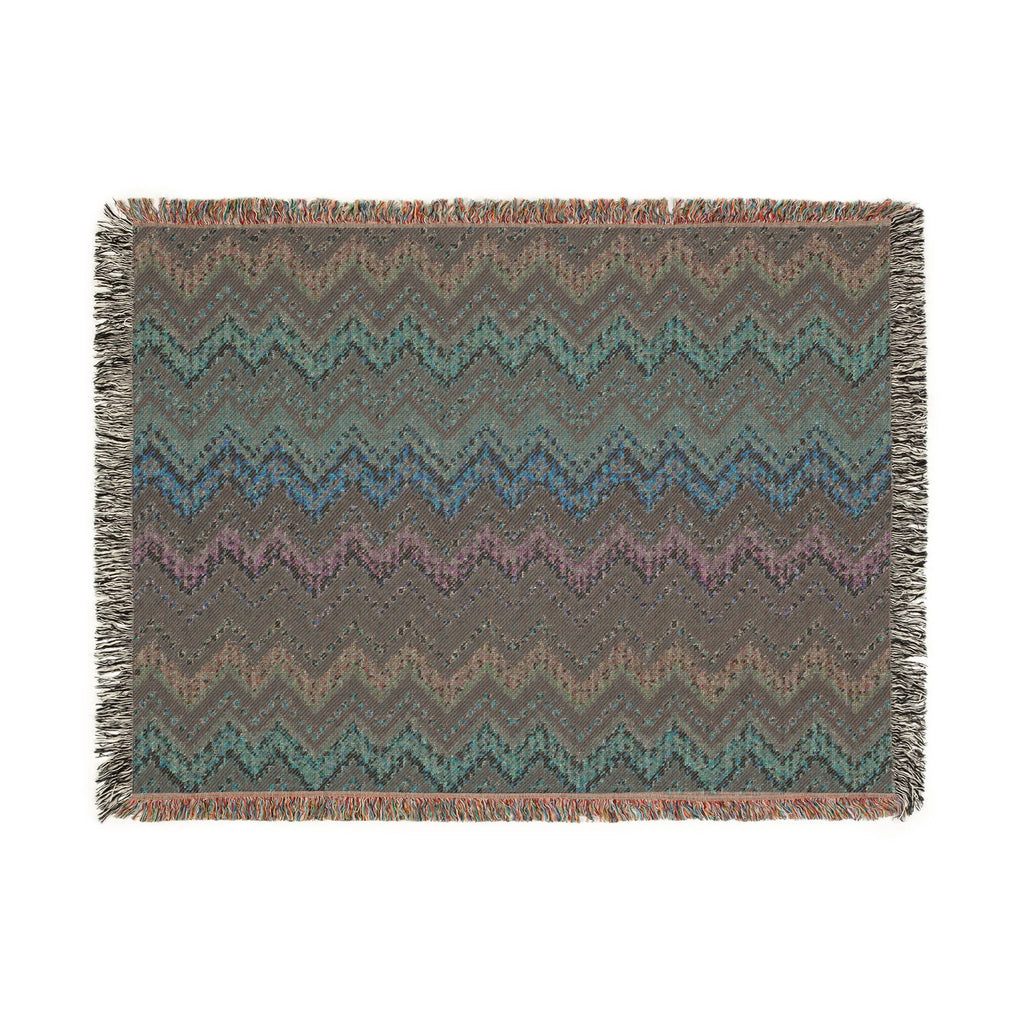 Chevron Ombré Woven Fringe Blanket - Multicolor Zigzag