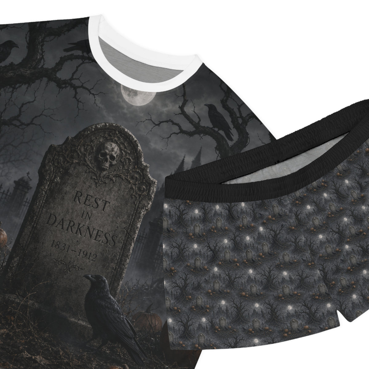 Rest in Darkness Tombstone Pajama Set | Halloween Sleepwear