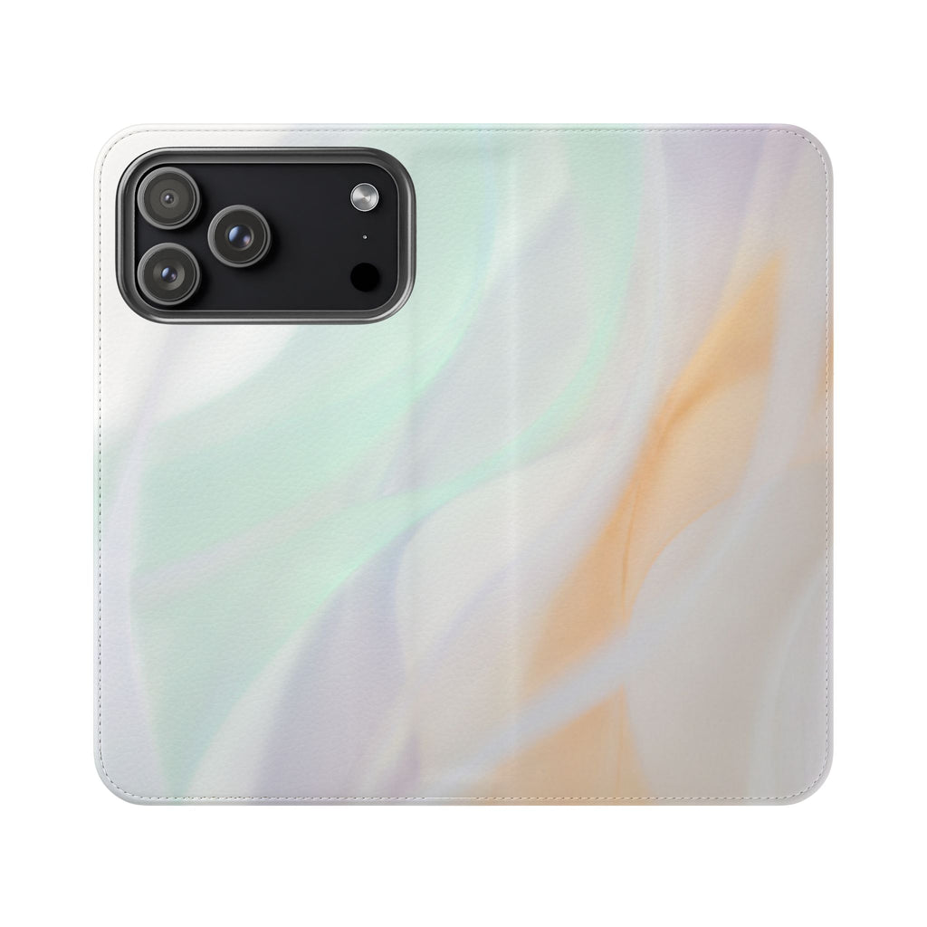 Pastel Marble Flip Case / Soft Watercolor Phone Wallet Cover with Card Slots