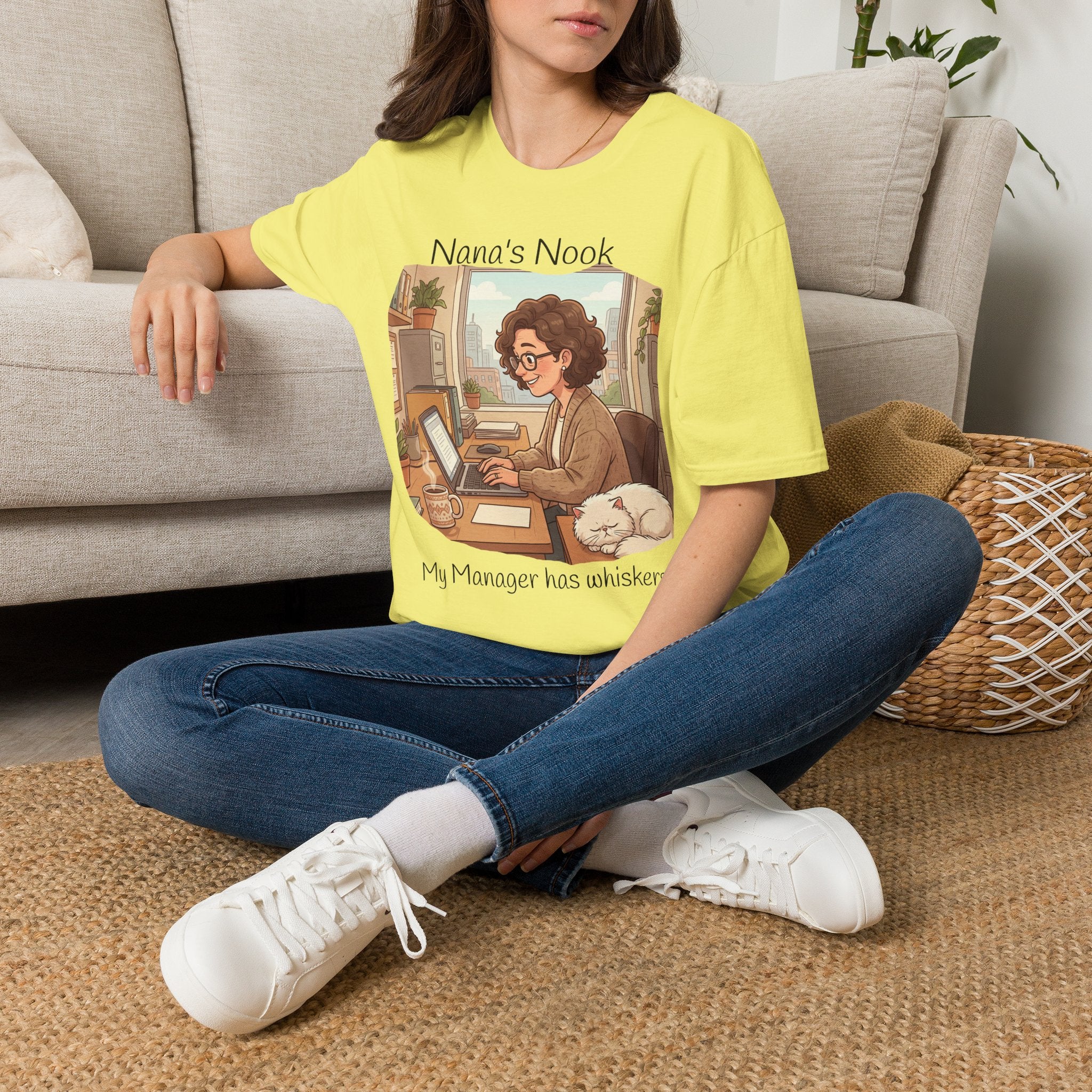 T-Shirt / "Nana's Nook: My Manager Has Whiskers" Cozy Grandma Cat Lover Tee