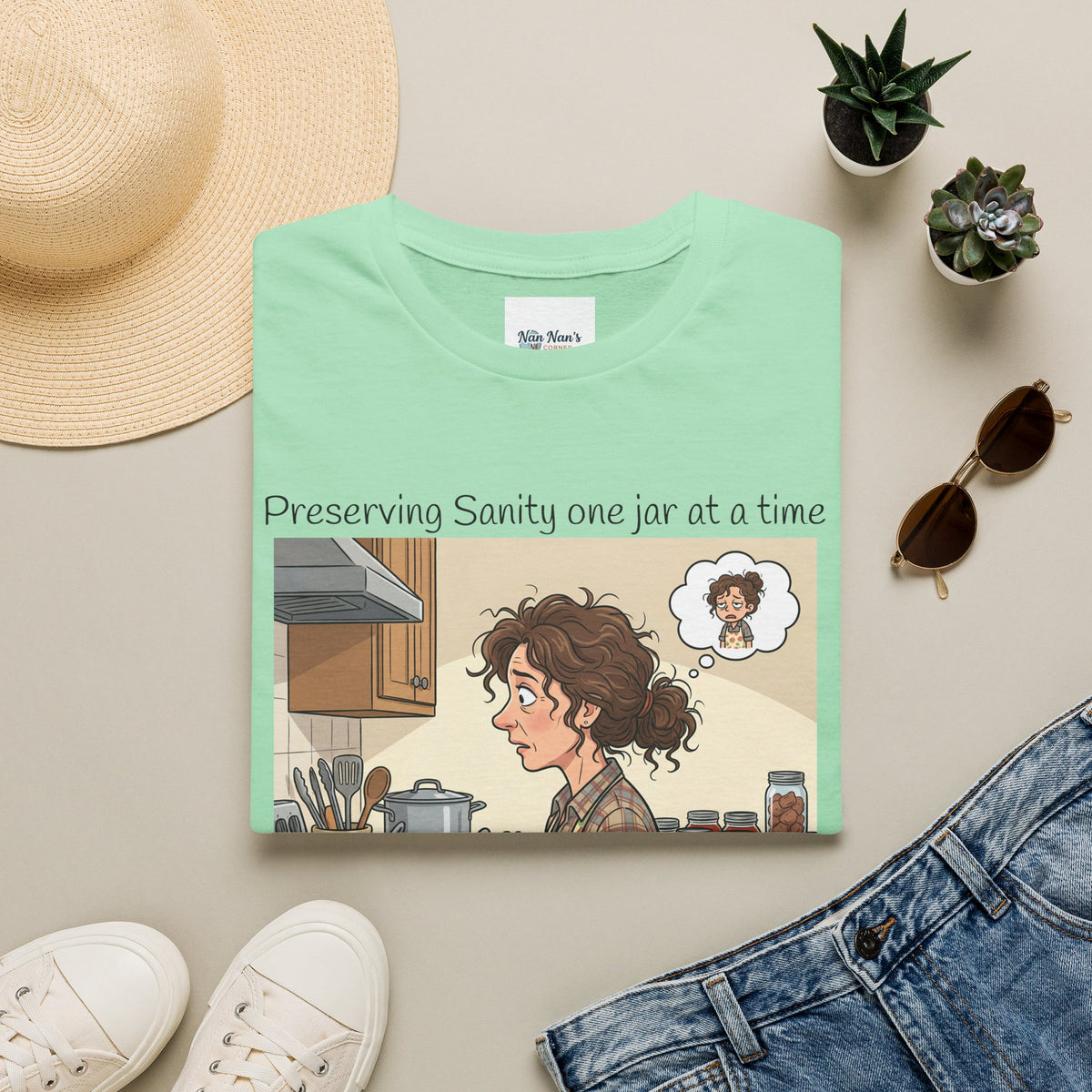Preserving Sanity One Jar at a Time Unisex Graphic T-Shirt – Funny Canning Kitchen Cotton Tee