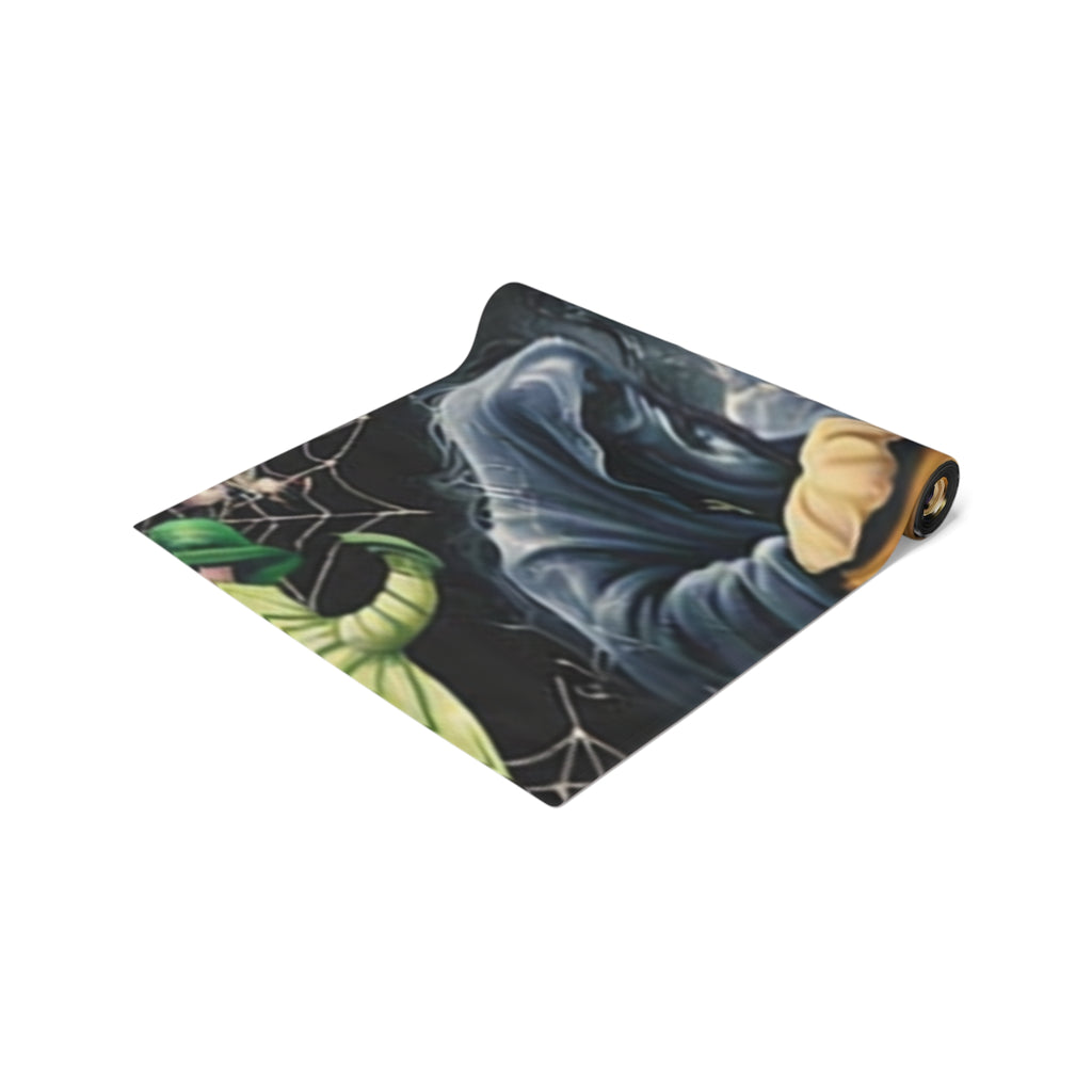 Happy Halloween Table Runner | Glowing Moon, Bats & Spiderwebs – Seasonal Table Decor