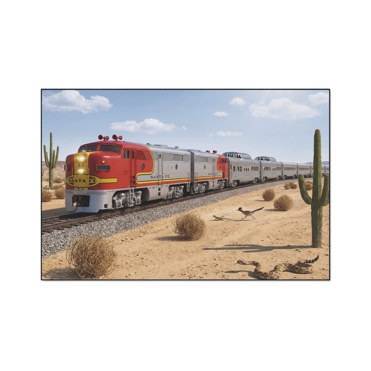 Santa Fe Desert Train Floor Mat | Southwestern Railroad Scene, Heavy Duty