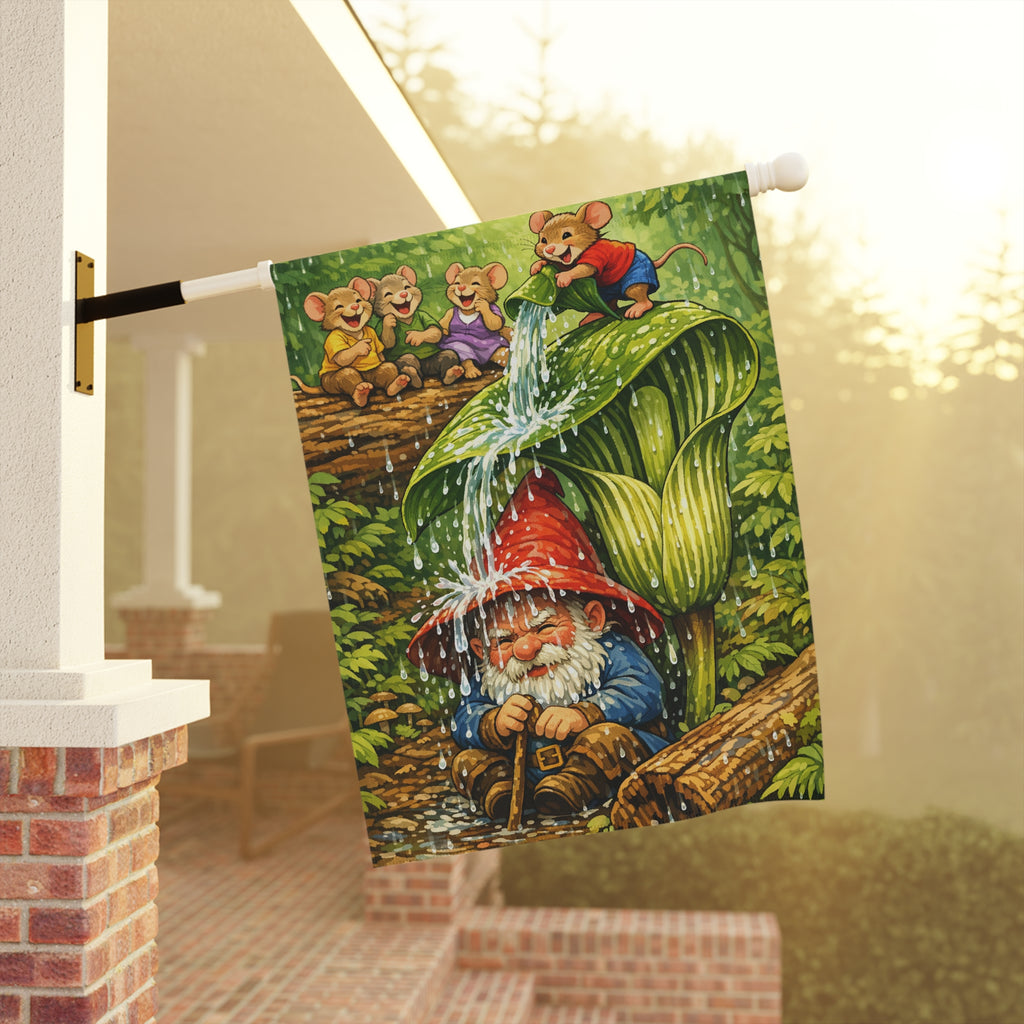 Gnome Outdoor Yard Flag/ Mice Garden Banner