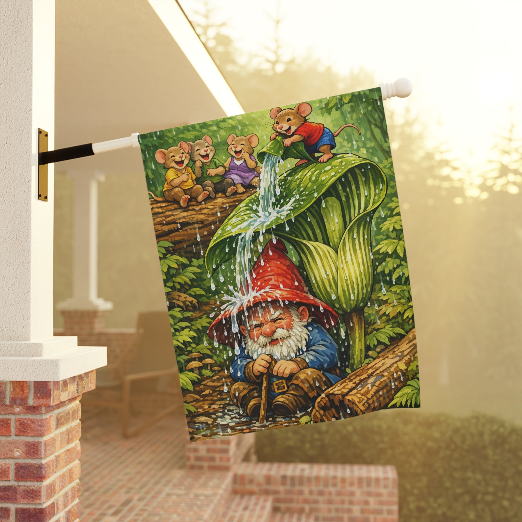 Gnome Outdoor Yard Flag/ Mice Garden Banner