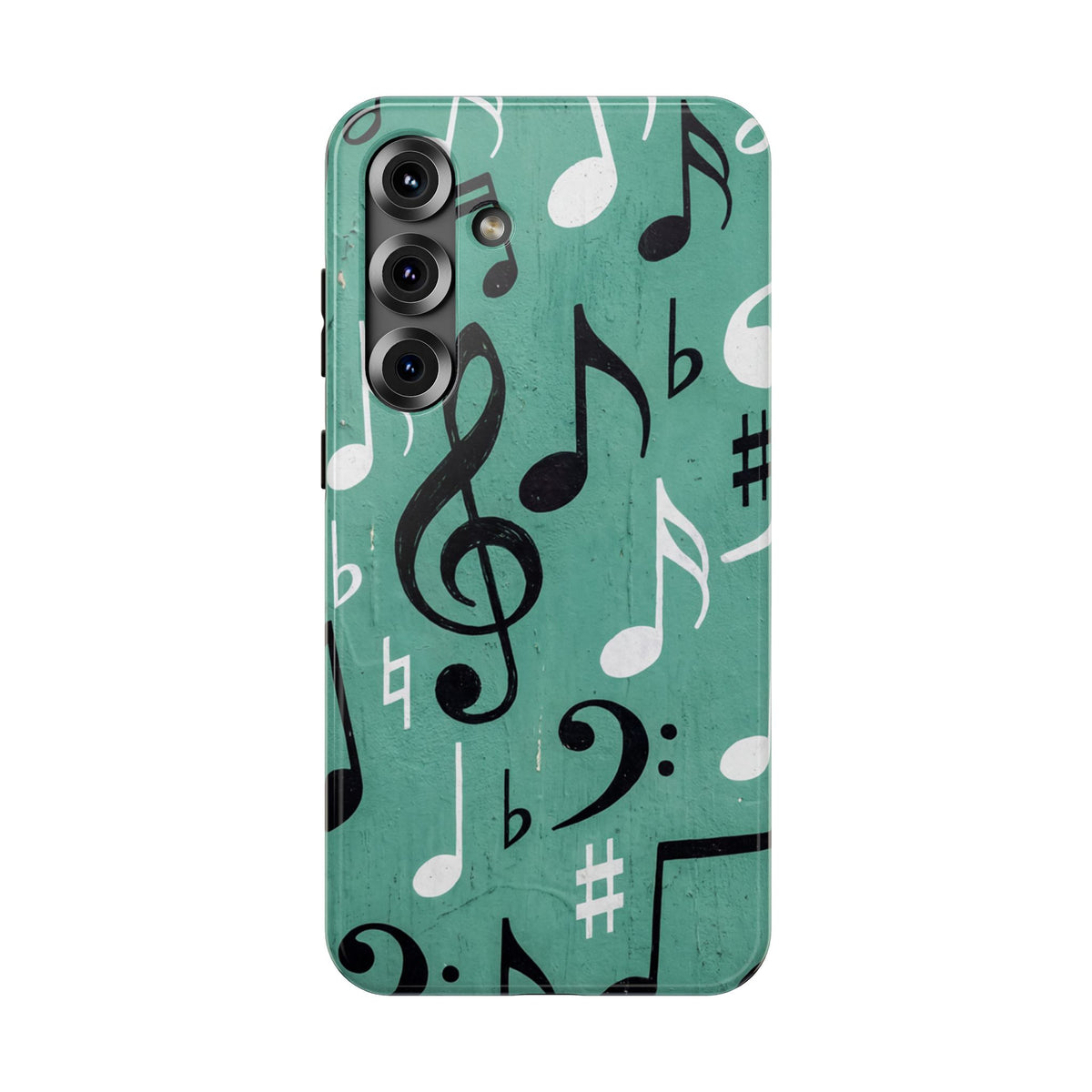 Teal Music Notes Phone Case | Impact-Resistant Case