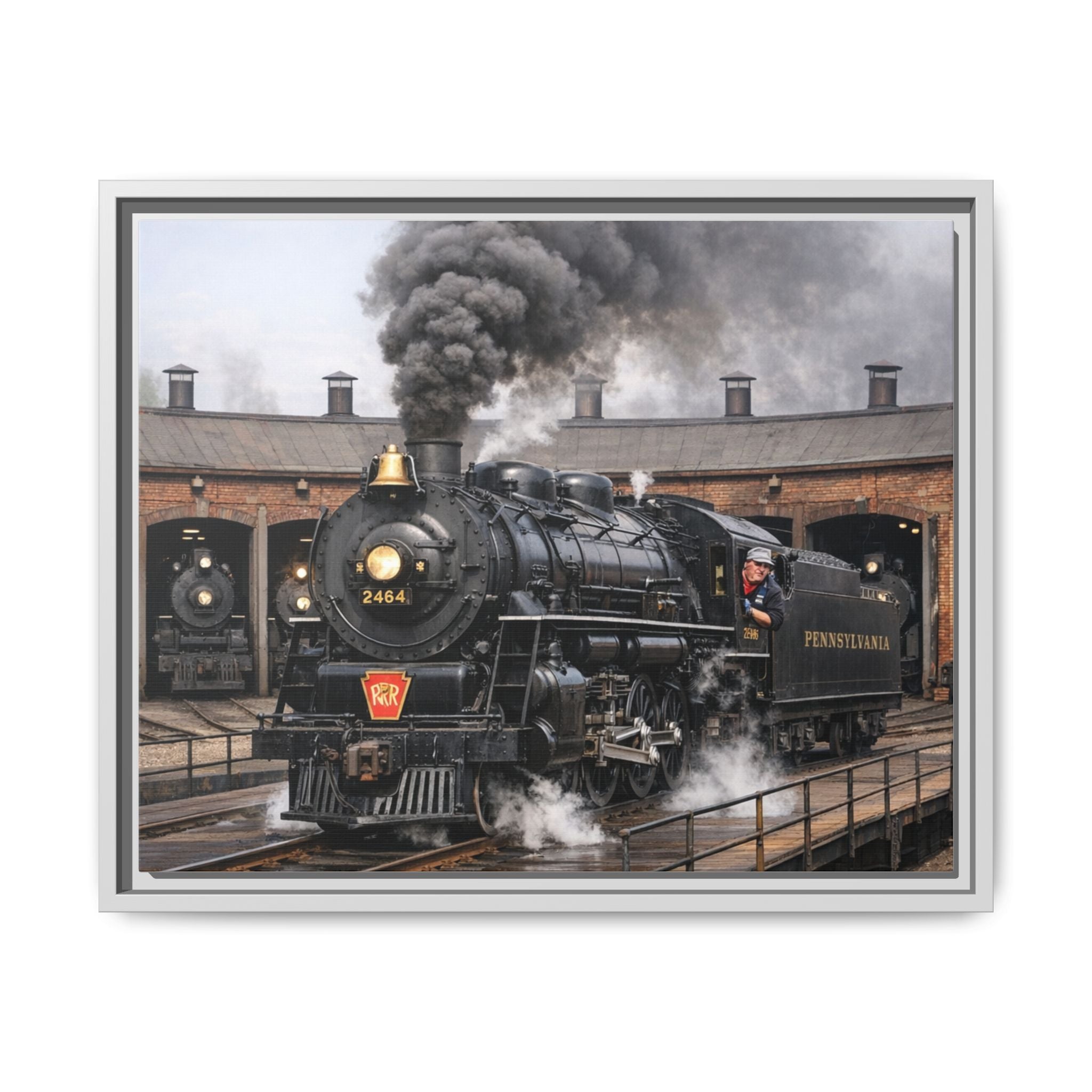 Framed Steam Train/Matte Canvas60 (Multi-color)