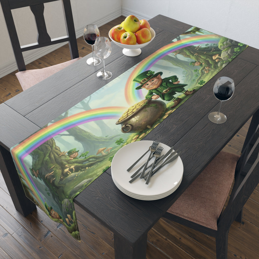 Leprechaun Pot of Gold Table Runner | St. Patrick's Day Rainbow Decor