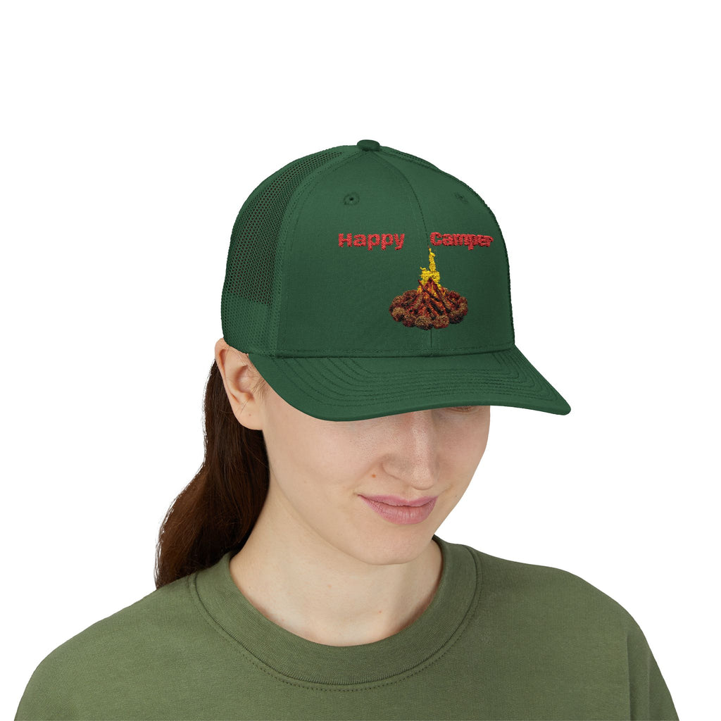 Happy Camper campfire Embroidered Snapback Cap | Trucker hat