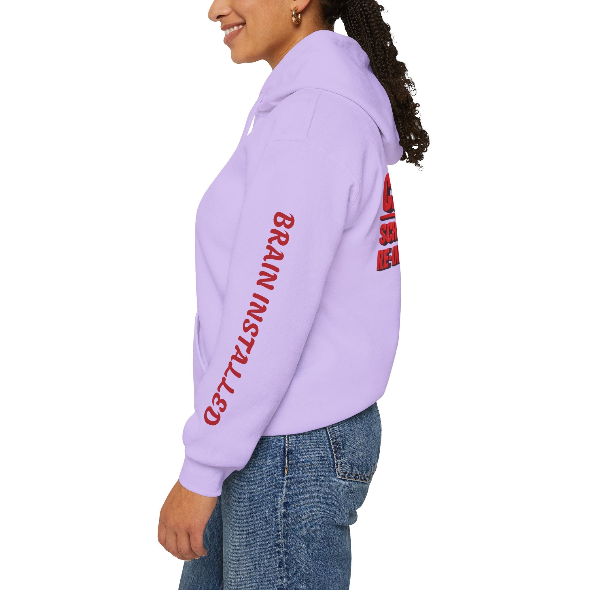 Hoodie — "CAUTION: Schools Starting, Re-Installing Brain" Back-to-School Graphic Hoodie