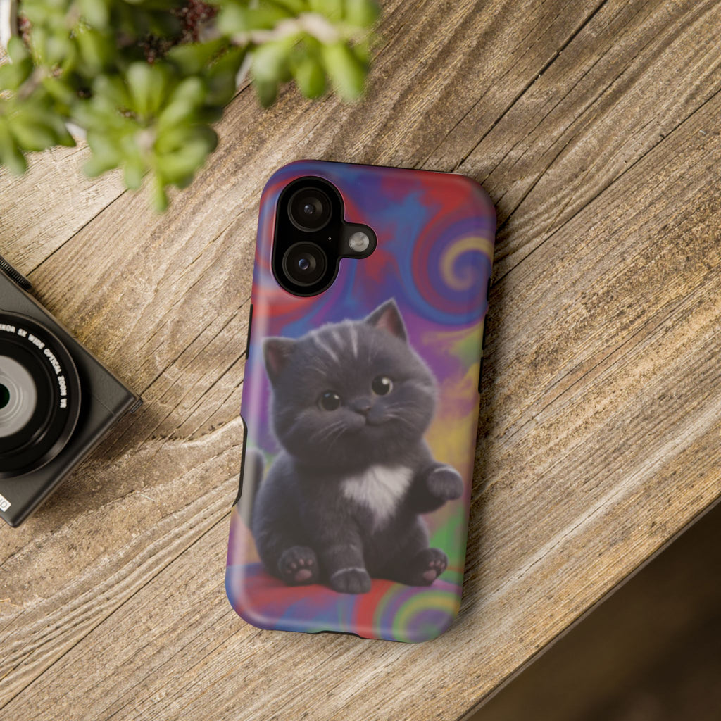 Kawaii Gray Kitten phone case | Impact-Resistant Case