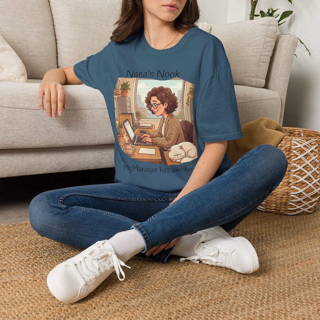 T-Shirt / "Nana's Nook: My Manager Has Whiskers" Cozy Grandma Cat Lover Tee