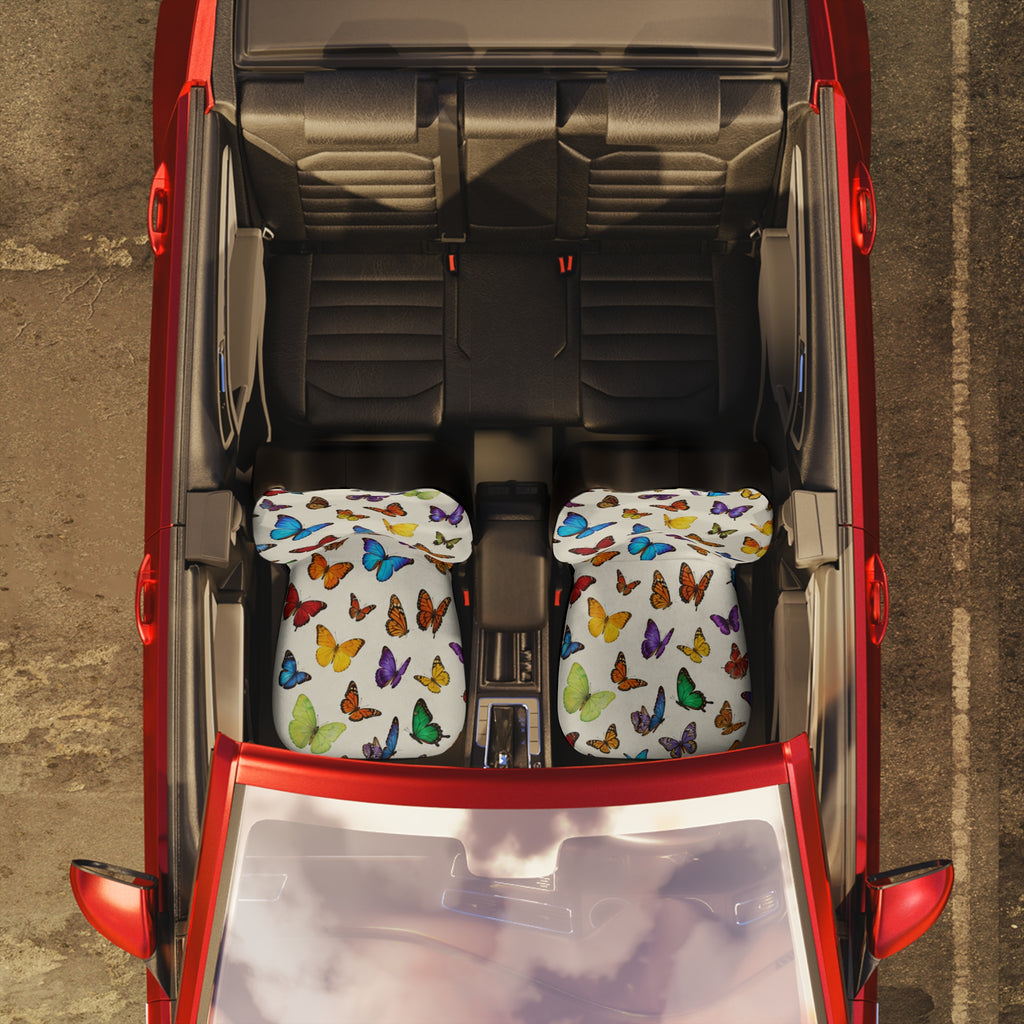 Colorful Butterfly Pattern Polyester Car Seat Covers | White Background