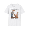 Gardening Together Growing Forever T-Shirt | Grandpa and Child Garden Design