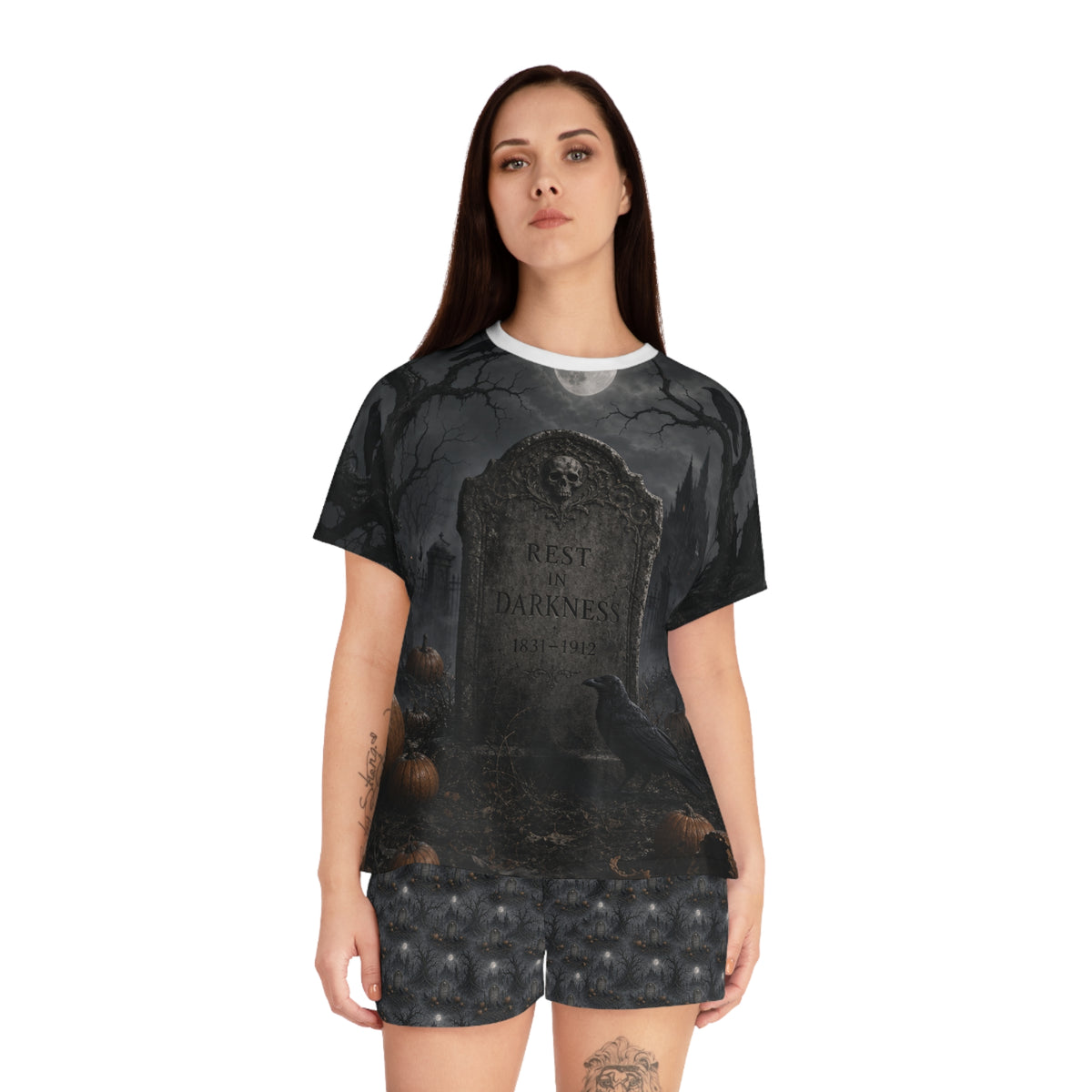 Rest in Darkness Tombstone Pajama Set | Halloween Sleepwear