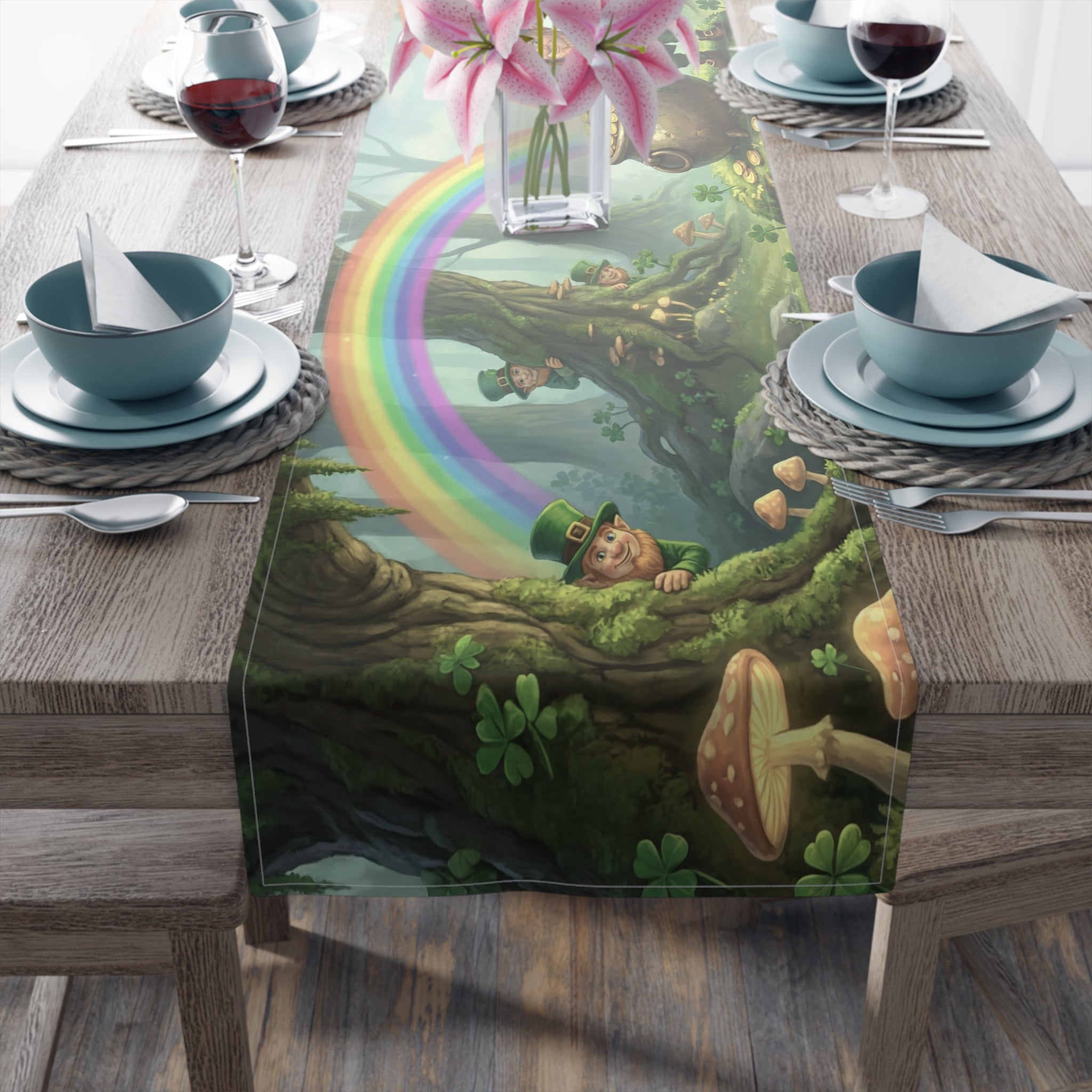 Leprechaun Pot of Gold Table Runner | St. Patrick's Day Rainbow Decor