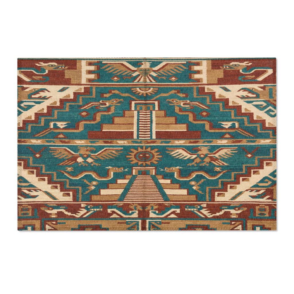 Southwestern Aztec Eagle Pattern Area Rug | Tribal Geometric Floor Mat
