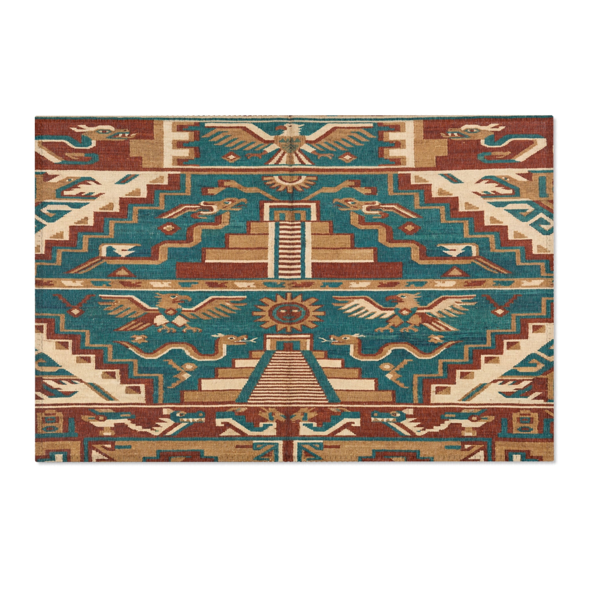 Southwestern Aztec Eagle Pattern Area Rug | Tribal Geometric Floor Mat