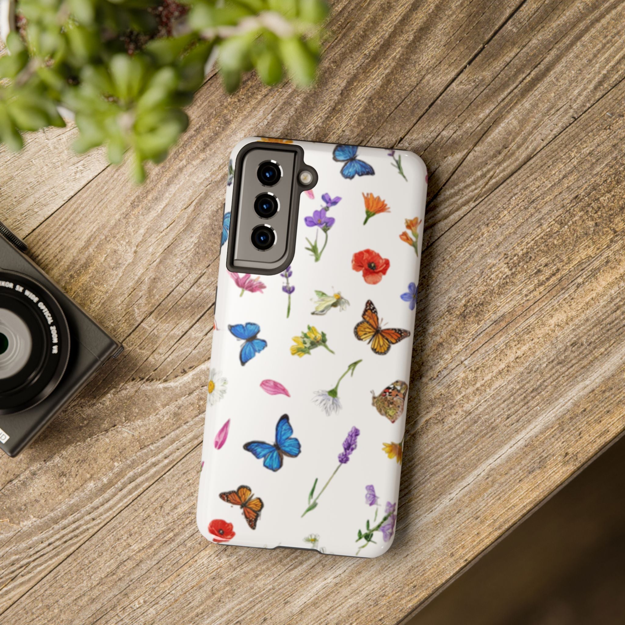 Butterfly Meadow Tough Phone Case / Floral Protective Phone Cover